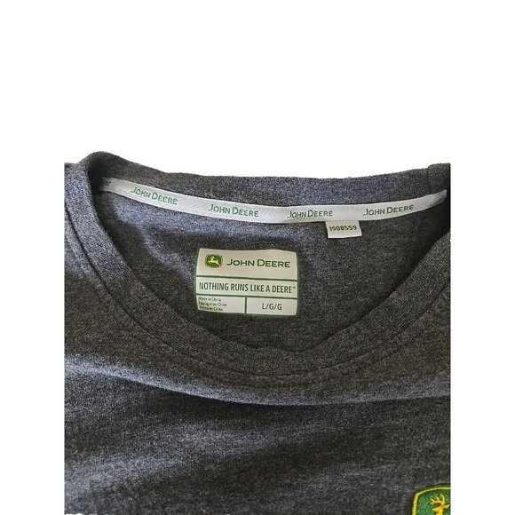 John Deere Charcoal Grey Long Sleeve Crewneck Tee Embroidered Tractor L - Picture 3 of 16